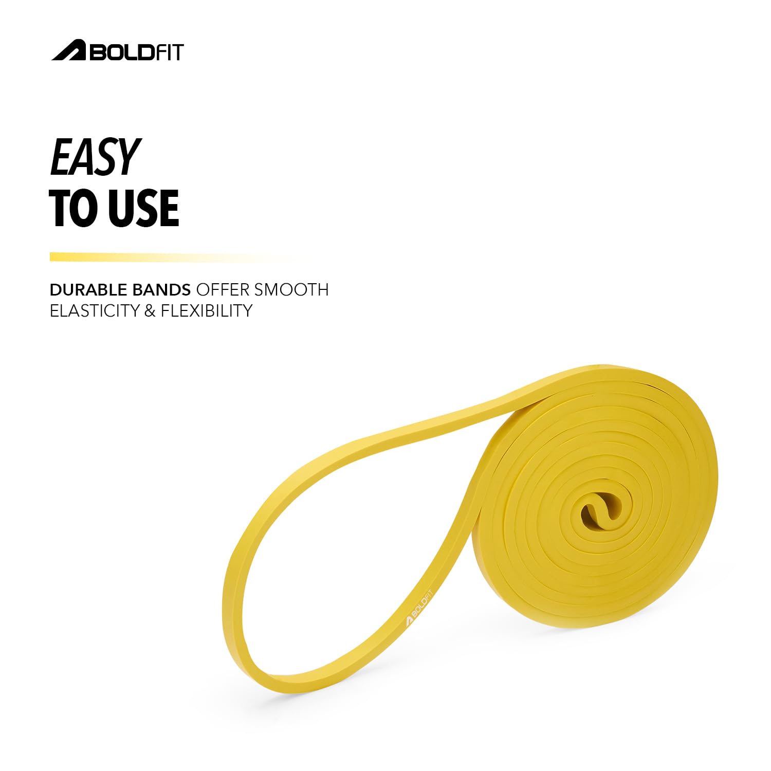 Boldfit Heavy Resistance Band for Workout Set Exercise & Stretching Pull Up Bands for Home Exercise for Gym Men & Women Loop Bands Toning Bands Resistance Band Yellow (3-7 Kg)