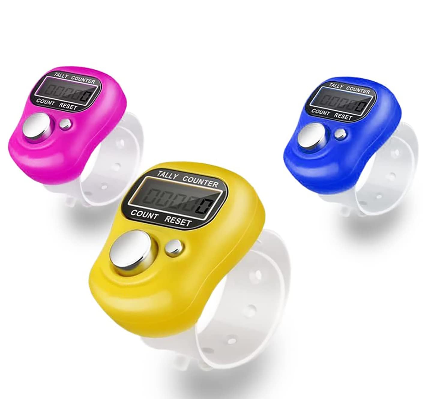 Finger Ring Counter, 5 Digit Hand Clicker Finger Counter Multicolour with Clear Visible Numbers, Useful for Various Counting Purposes (1)