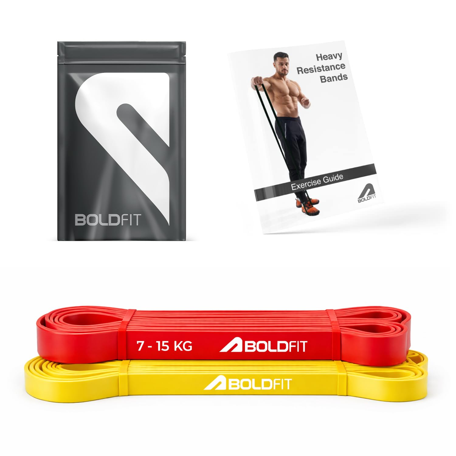 Boldfit Heavy Resistance Band for Workout Set Exercise & Stretching Pull Up Bands for Home Exercise for Gym Men & Women Loop Bands Toning Bands Resistance Band Yellow (3-7 Kg)
