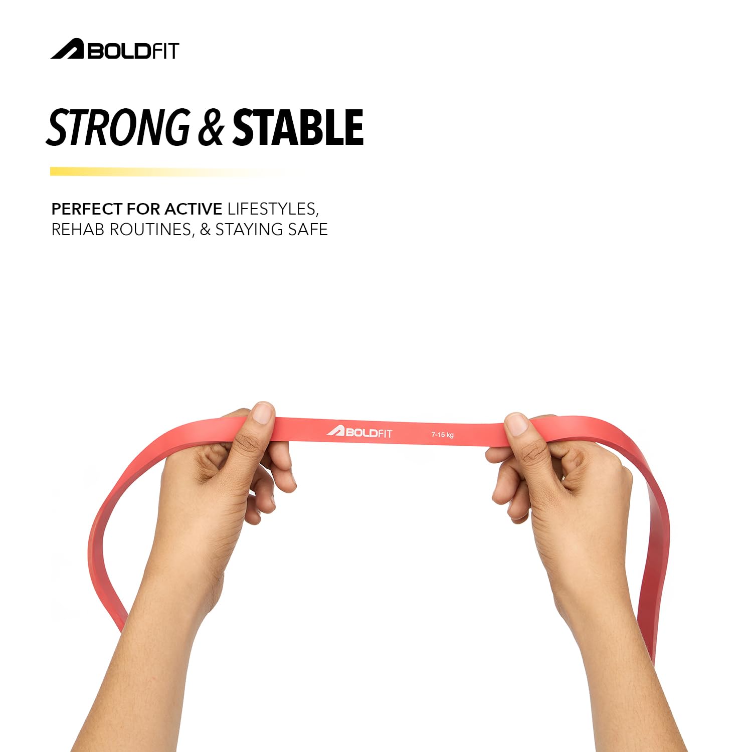 Boldfit Heavy Resistance Band for Workout Set Exercise & Stretching Pull Up Bands for Home Exercise for Gym Men & Women Loop Bands Toning Bands Resistance Band Yellow (3-7 Kg)