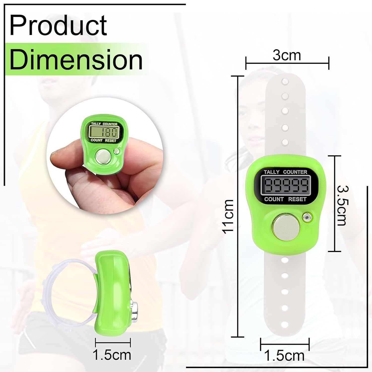 Finger Ring Counter, 5 Digit Hand Clicker Finger Counter Multicolour with Clear Visible Numbers, Useful for Various Counting Purposes (1)