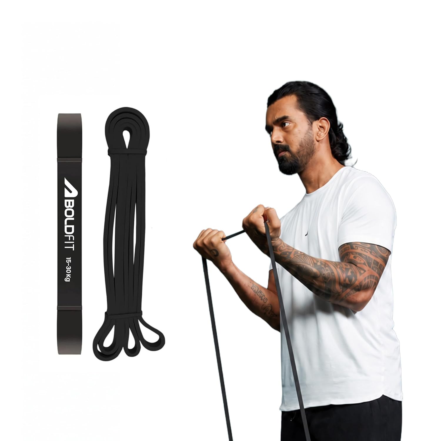 Boldfit Heavy Resistance Band for Workout Set Exercise & Stretching Pull Up Bands for Home Exercise for Gym Men & Women Loop Bands Toning Bands Resistance Band Yellow (3-7 Kg)