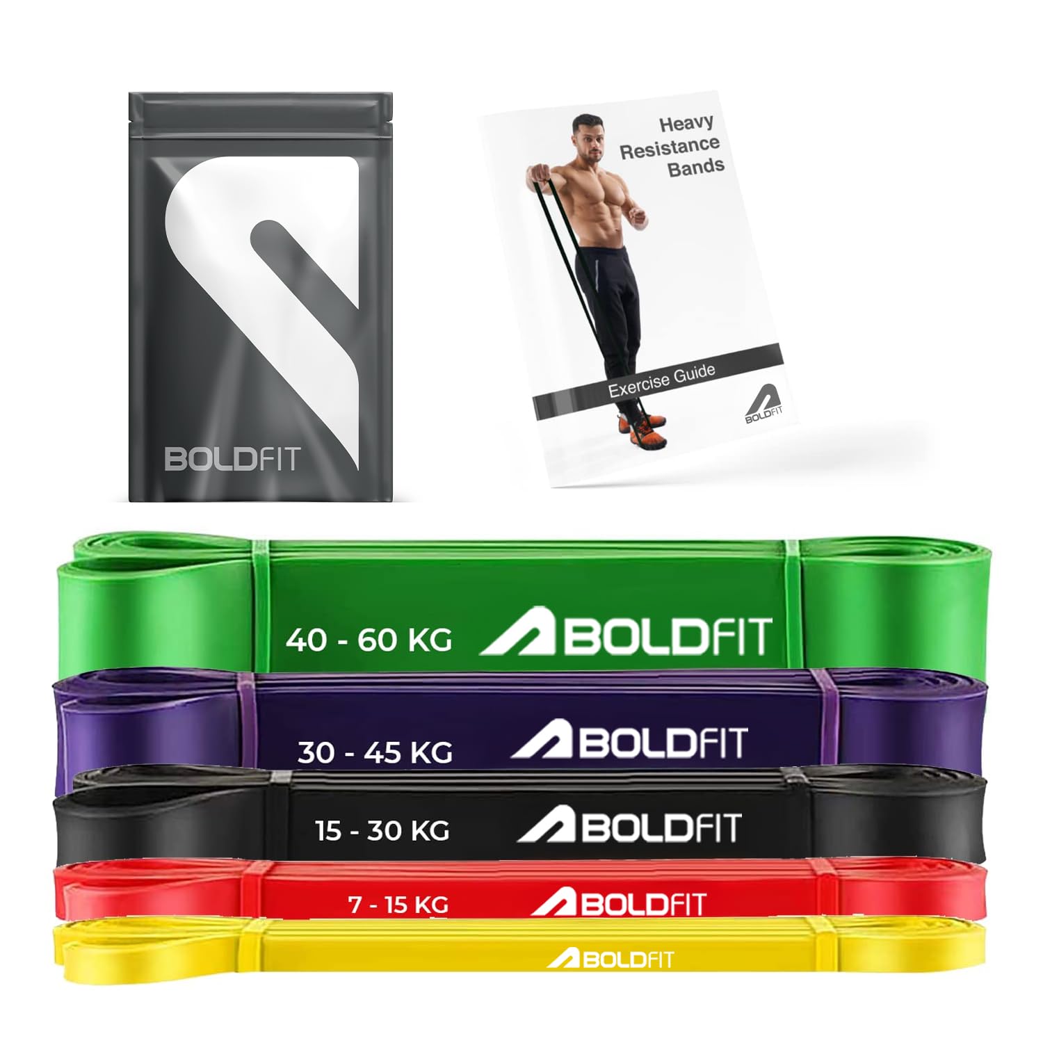 Boldfit Heavy Resistance Band for Workout Set Exercise & Stretching Pull Up Bands for Home Exercise for Gym Men & Women Loop Bands Toning Bands Resistance Band Yellow (3-7 Kg)