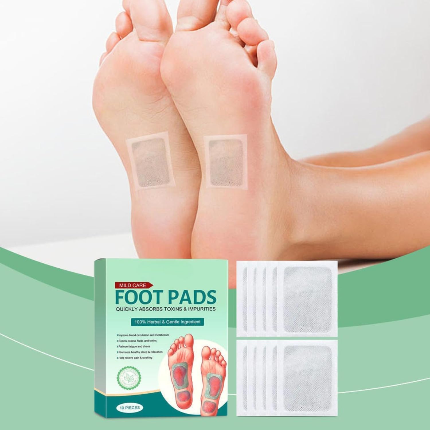 Foot Pads, 100% Natural & Organic, Absorbs Toxins & Impurities, Enhances Sleep Quality