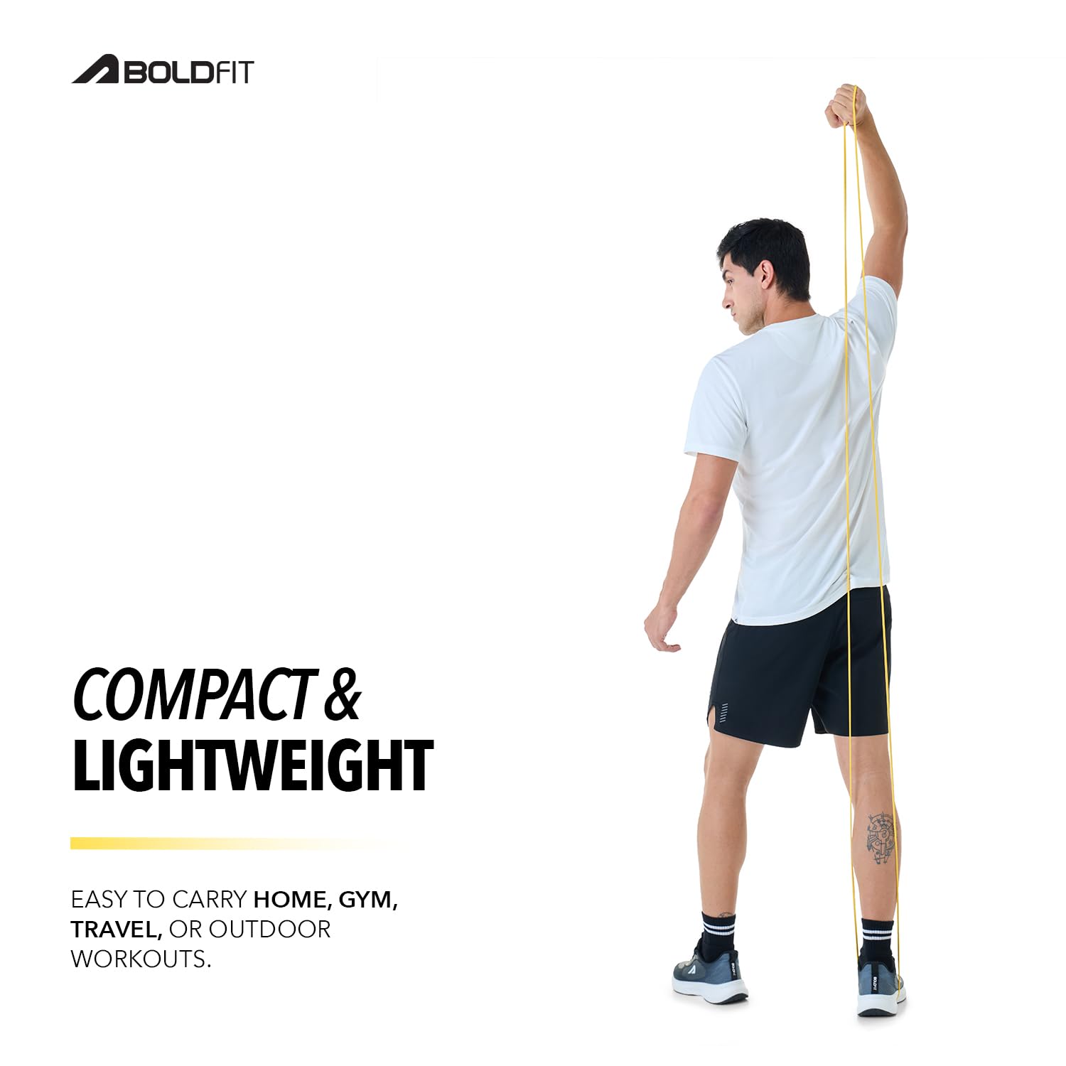 Boldfit Heavy Resistance Band for Workout Set Exercise & Stretching Pull Up Bands for Home Exercise for Gym Men & Women Loop Bands Toning Bands Resistance Band Yellow (3-7 Kg)
