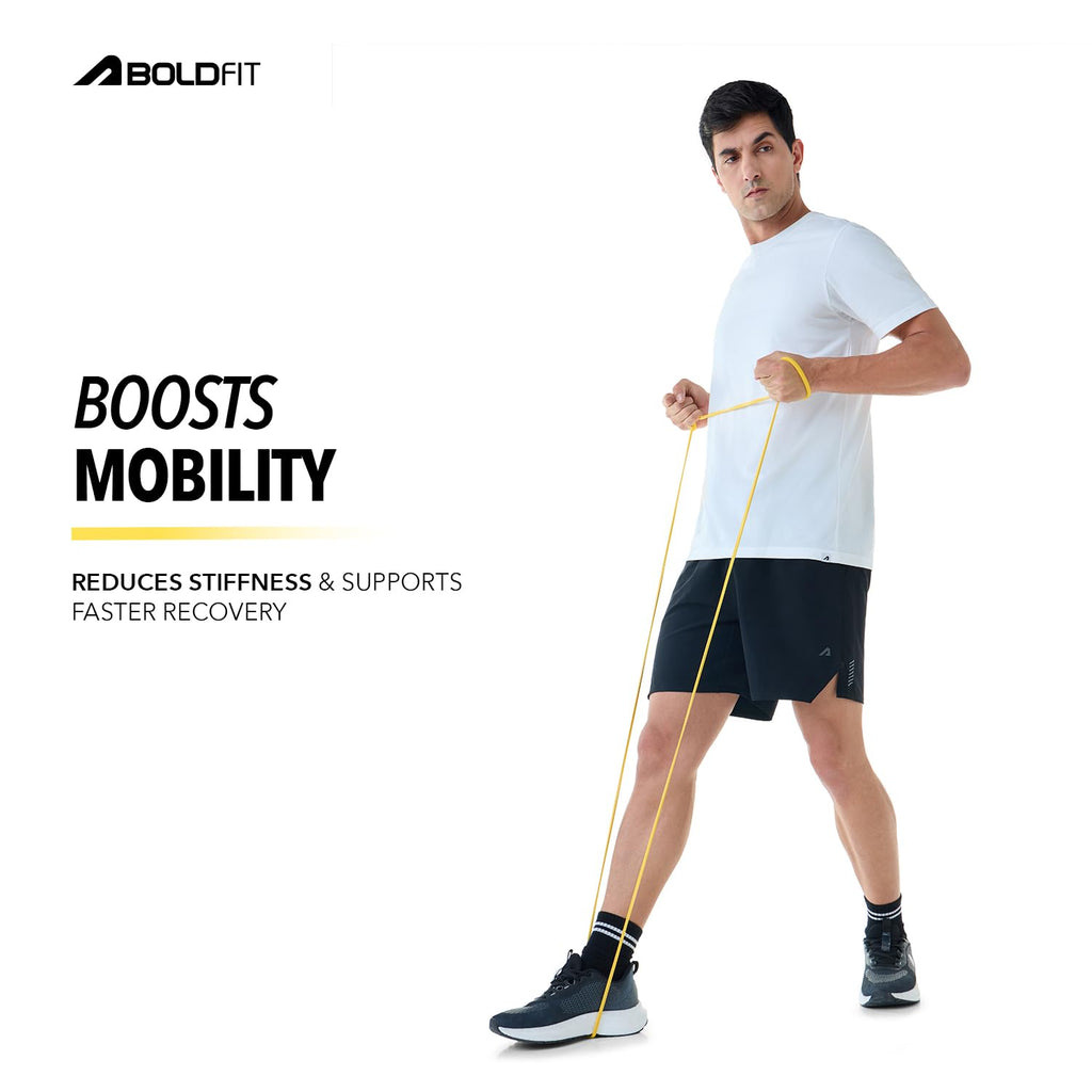 Boldfit Heavy Resistance Band for Workout Set Exercise & Stretching Pull Up Bands for Home Exercise for Gym Men & Women Loop Bands Toning Bands Resistance Band Yellow (3-7 Kg)