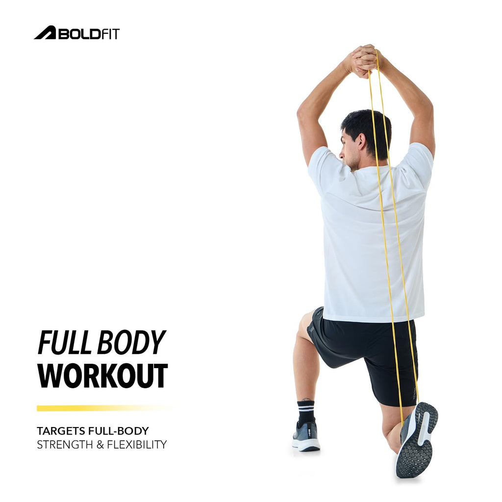 Boldfit Heavy Resistance Band for Workout Set Exercise & Stretching Pull Up Bands for Home Exercise for Gym Men & Women Loop Bands Toning Bands Resistance Band Yellow (3-7 Kg)