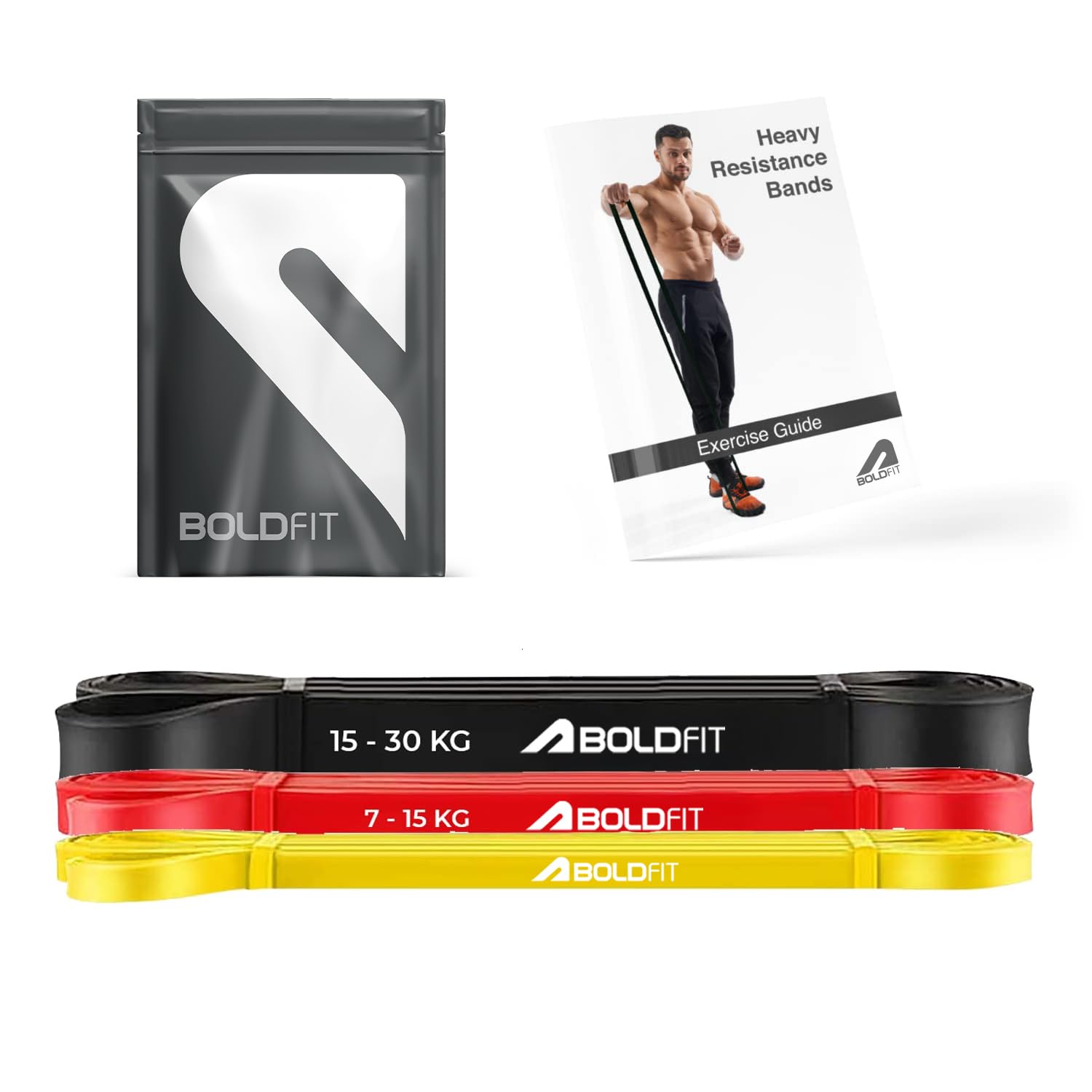 Boldfit Heavy Resistance Band for Workout Set Exercise & Stretching Pull Up Bands for Home Exercise for Gym Men & Women Loop Bands Toning Bands Resistance Band Yellow (3-7 Kg)
