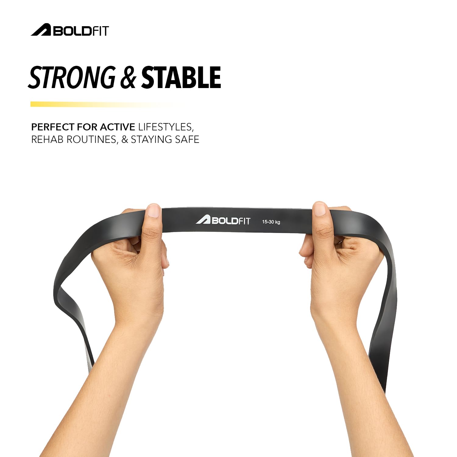 Boldfit Heavy Resistance Band for Workout Set Exercise & Stretching Pull Up Bands for Home Exercise for Gym Men & Women Loop Bands Toning Bands Resistance Band Yellow (3-7 Kg)