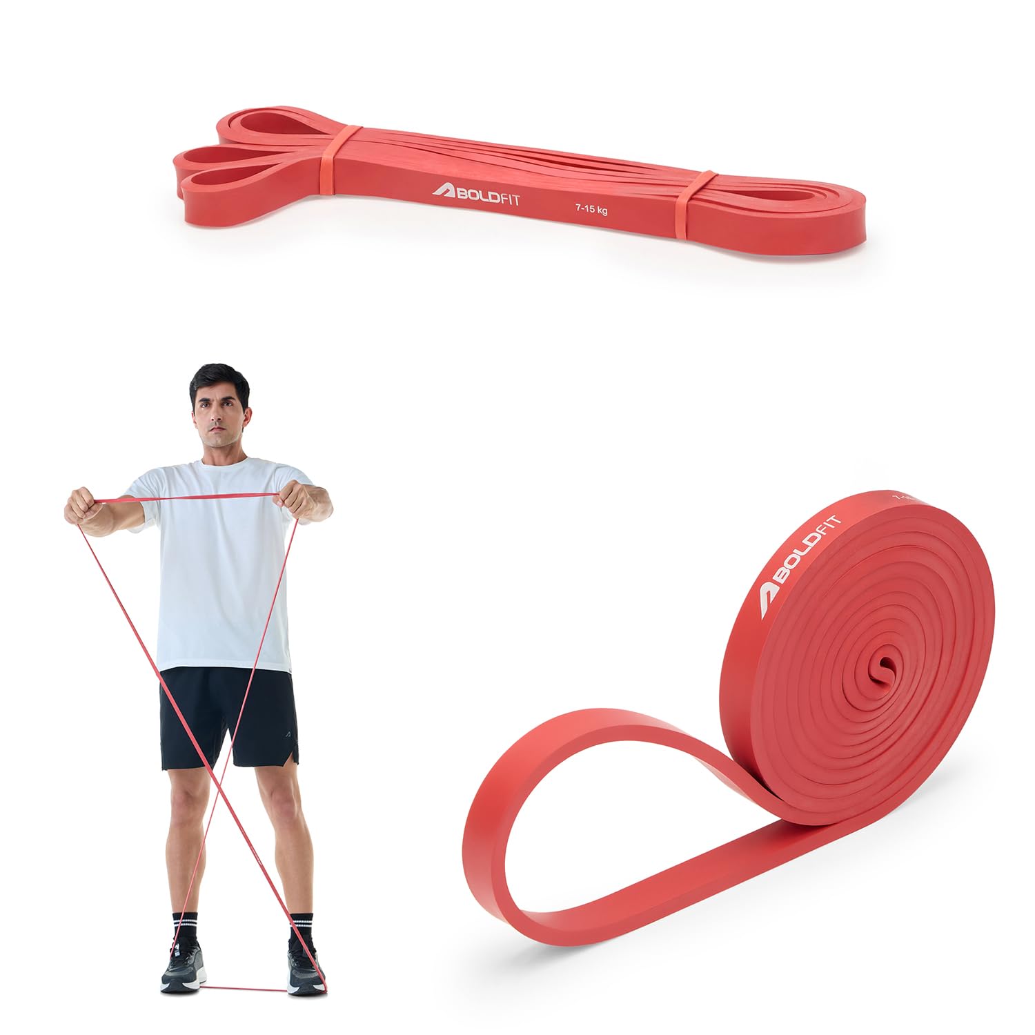 Boldfit Heavy Resistance Band for Workout Set Exercise & Stretching Pull Up Bands for Home Exercise for Gym Men & Women Loop Bands Toning Bands Resistance Band Yellow (3-7 Kg)