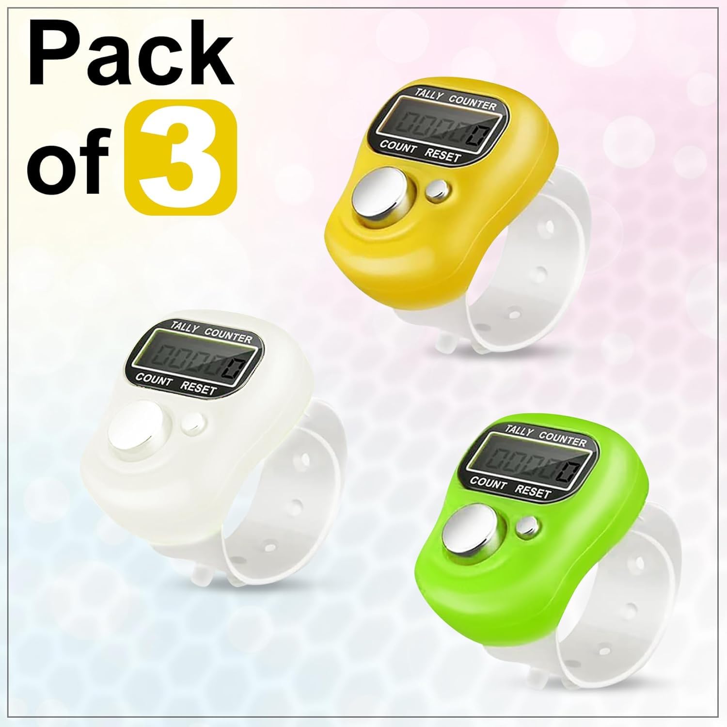 Finger Ring Counter, 5 Digit Hand Clicker Finger Counter Multicolour with Clear Visible Numbers, Useful for Various Counting Purposes (1)