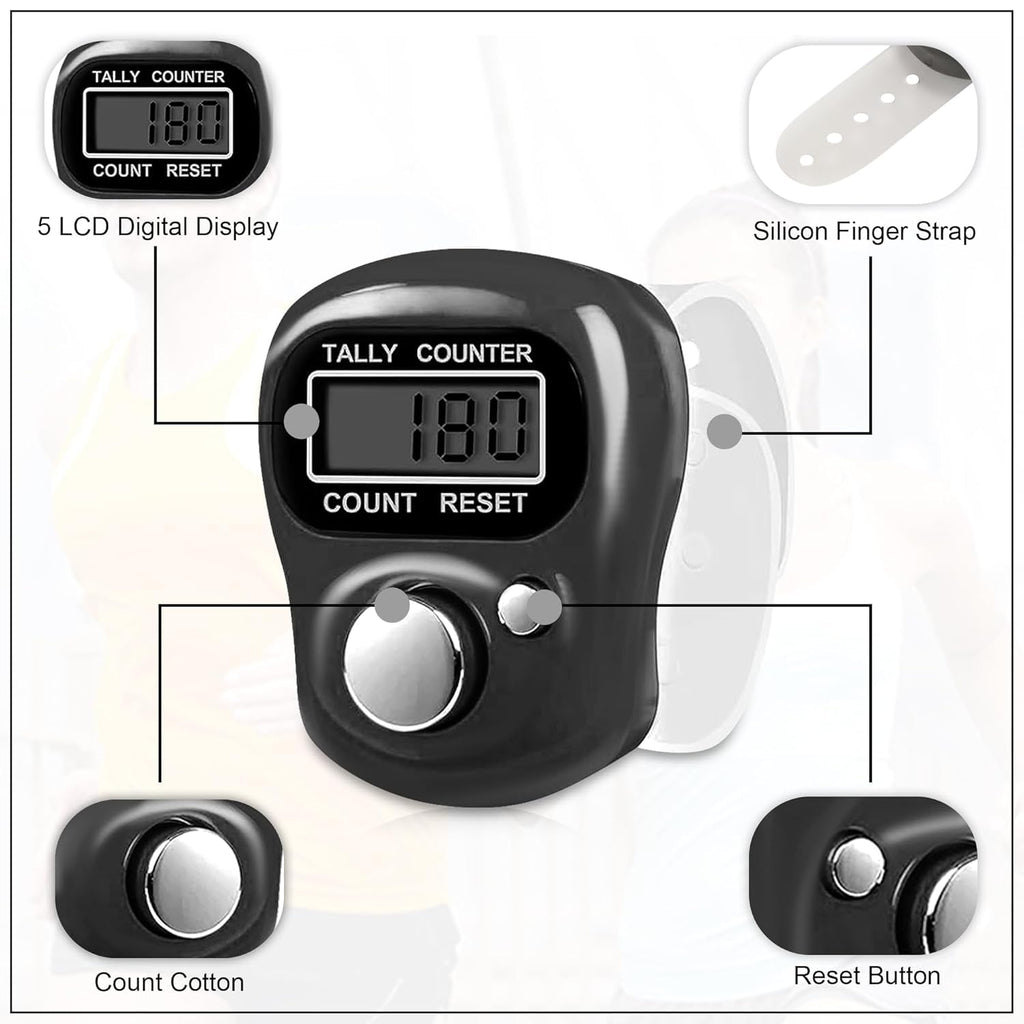 Finger Ring Counter, 5 Digit Hand Clicker Finger Counter Multicolour with Clear Visible Numbers, Useful for Various Counting Purposes (1)