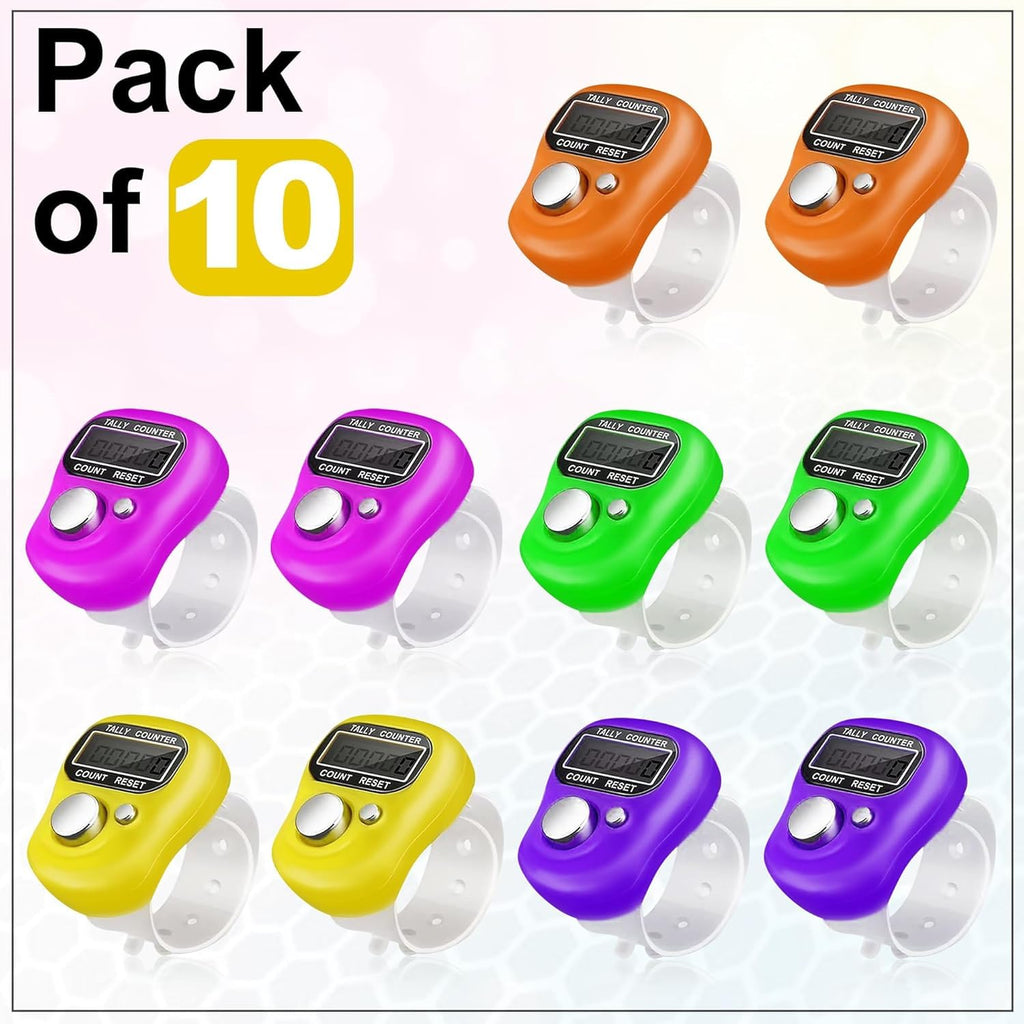 Finger Ring Counter, 5 Digit Hand Clicker Finger Counter Multicolour with Clear Visible Numbers, Useful for Various Counting Purposes (1)