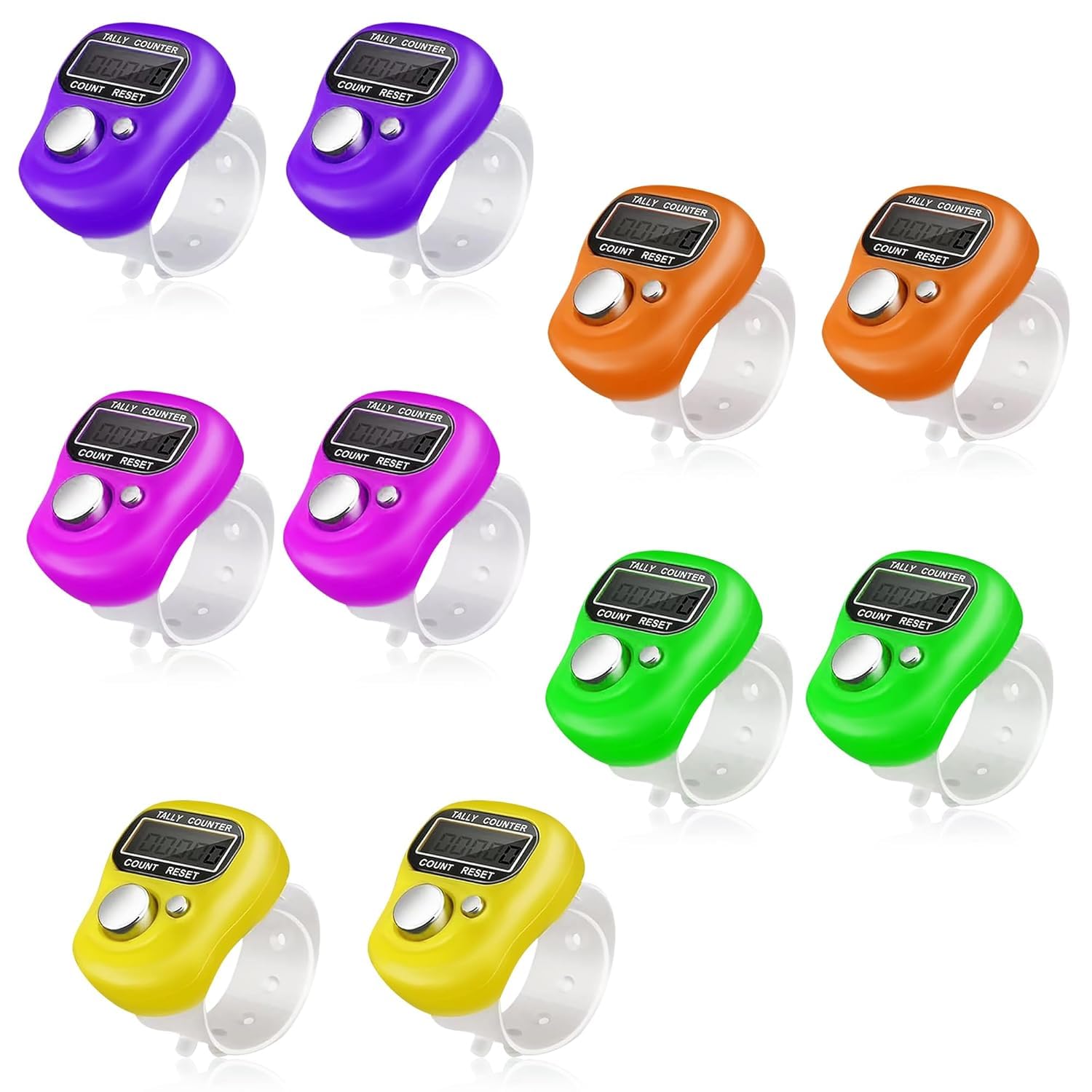 Finger Ring Counter, 5 Digit Hand Clicker Finger Counter Multicolour with Clear Visible Numbers, Useful for Various Counting Purposes (1)